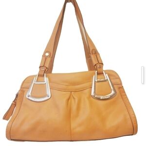 Chic Salmon Leather Triple Entry Shoulder Bag with Silver Accents-Bruce Makowsky